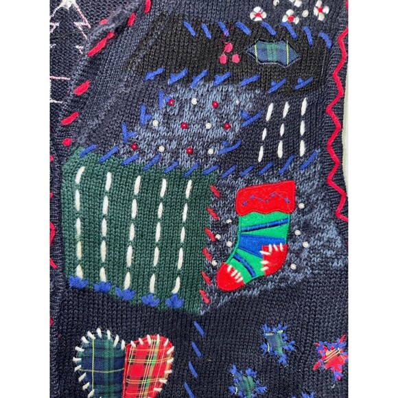 Designers Studio originals navy blue Christmas vest size large - Picture 2 of 6